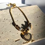 Βραχιόλι Αλυσίδα Με Κρεμαστή Καρδιά Λευκή - Χρυσό