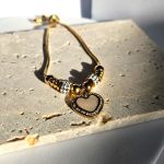 Βραχιόλι Αλυσίδα Με Κρεμαστή Καρδιά Λευκή - Χρυσό - Image 2