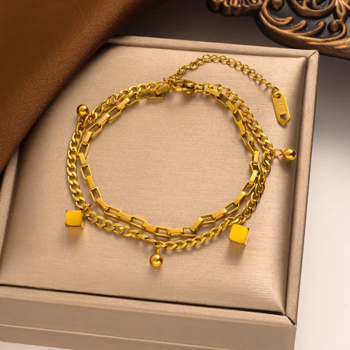 Βραχιόλι Αλυσιδάκι Transparent Qubes - Χρυσό - Image 2