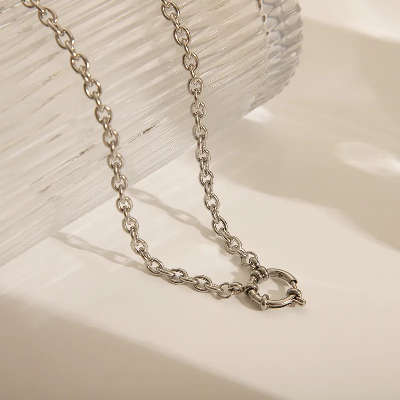 NH38488441 Κολιέ Minimal Only Circle - Ασημί - Image 1