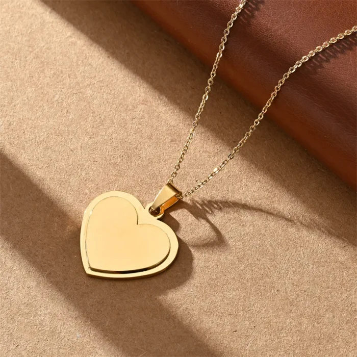 Κολιέ Με Δυνατότητα Χάραξης Καρδιά - Χρυσό - Image 2