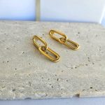 Σκουλαρίκια Κουμπωτά Αλυσιδωτά - Χρυσό - Image 2