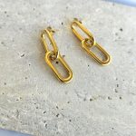 Σκουλαρίκια Κουμπωτά Αλυσιδωτά - Χρυσό