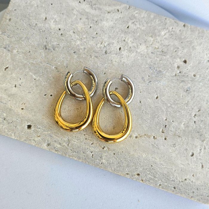 Σκουλαρίκια Double O Cric - Δίχρωμα - Image 2