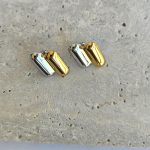 Σκουλαρίκια Κουμπωτά Double Lines - Δίχρωμα