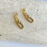 Σκουλαρίκια Κουμπωτά Αλυσιδωτά - Χρυσό - Image 3