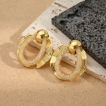 Σκουλαρίκια Kουμπωτά Ασύμμετροι Κύκλοι - Χρυσό