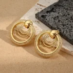 Σκουλαρίκια Kουμπωτά Circle By Circle - Χρυσό