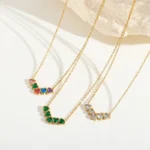 Κολιέ V Hearts Πράσινο - Χρυσό - Image 2