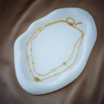 Κολιέ Διπλό με Ματάκια - Χρυσό - Image 4