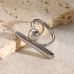 Δαχτυλίδι Line and Ball - Ασημί - Image 2