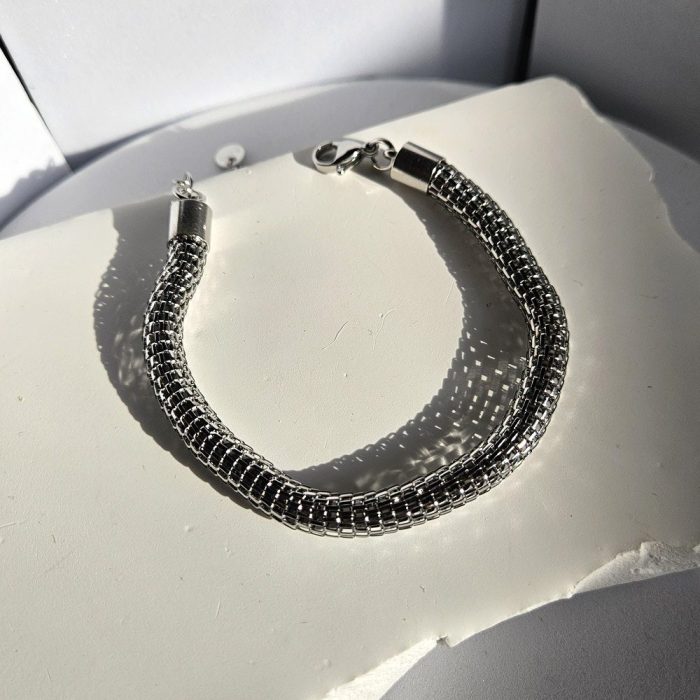 Βραχιόλι Αλυσίδα Snake Circle - Ασημί - Image 2