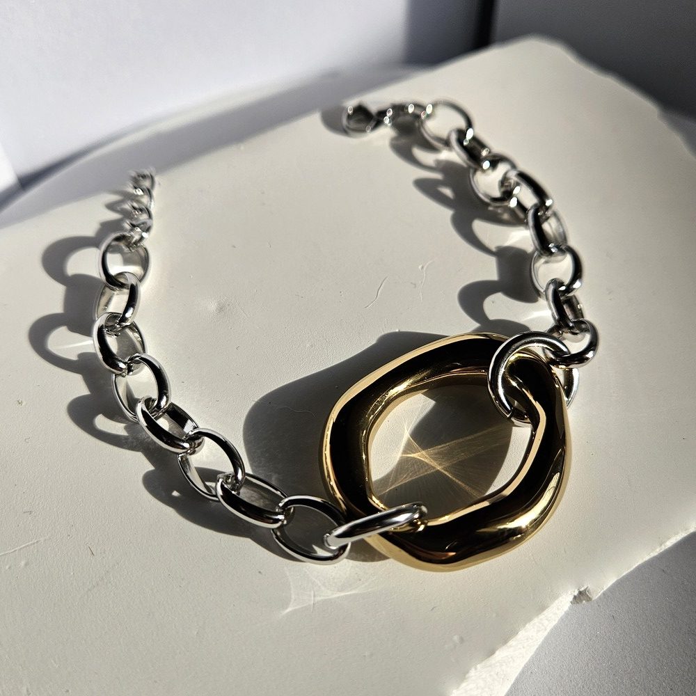 gunaikeia-vraxiolia-atsalina-kosmima-online (16) Βραχιόλι Αλυσίδα Κρίκος - Δίχρωμο - Image 1