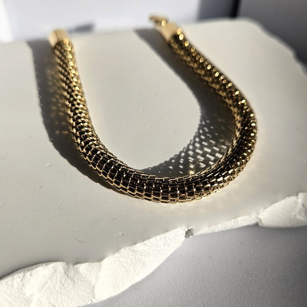 gunaikeia-vraxiolia-atsalina-kosmima-online (22) Βραχιόλι Αλυσίδα Snake Circle - Χρυσό - Image 1