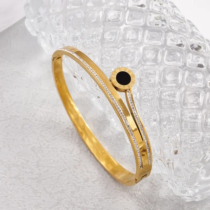 Βραχιόλι Χειροπέδα Latin Circle Strass - Χρυσό - Image 2