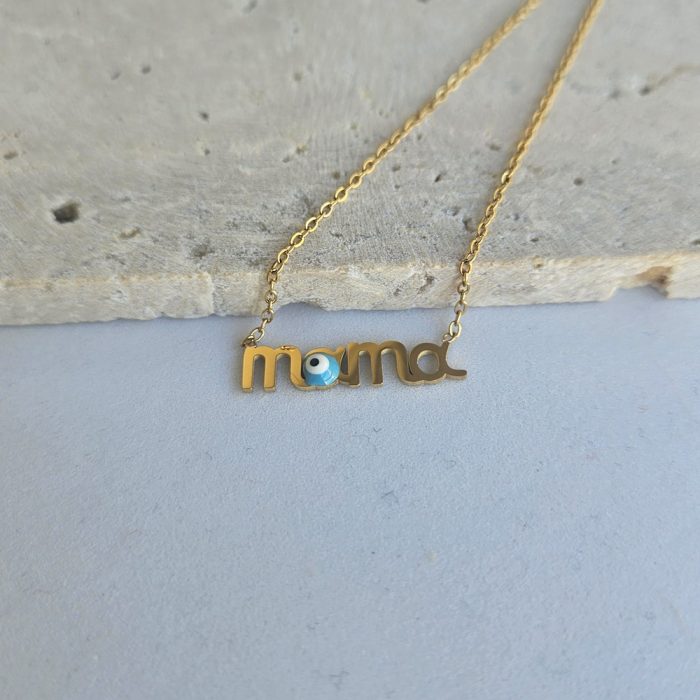 Κολιέ Mama με ματάκι - Χρυσό - Image 3