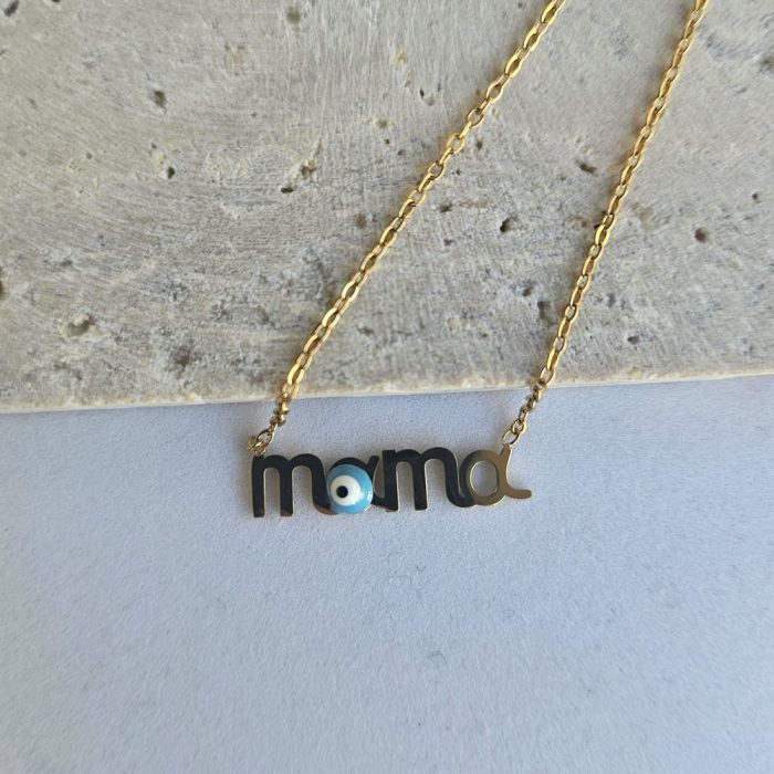 Κολιέ Mama με ματάκι - Χρυσό - Image 2