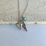 Κολιέ με Φτερό, Καρδιά και Ματάκι - Ασημί