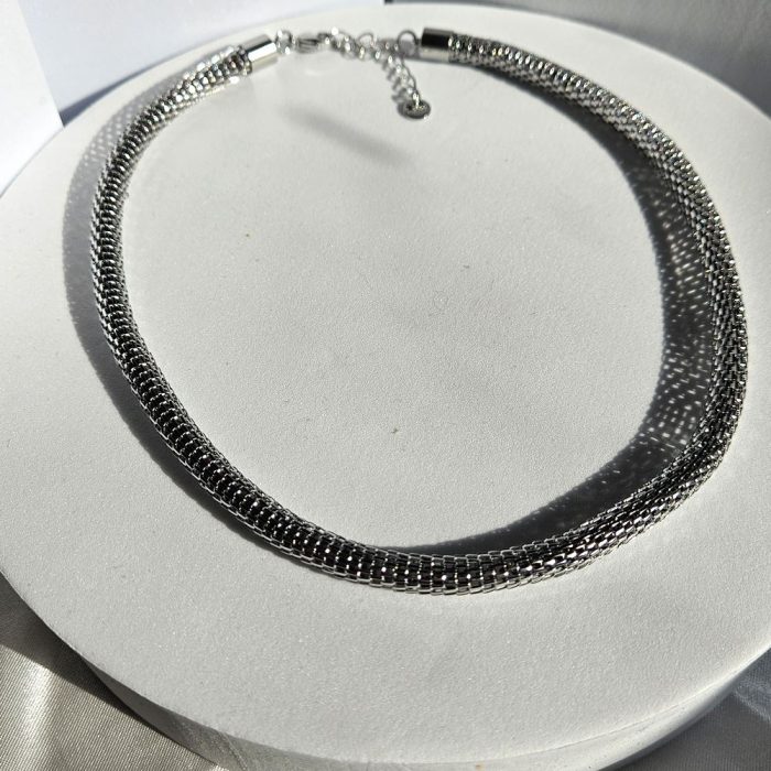 Κολιέ με Αλυσίδα Κυκλική - Ασημί - Image 3