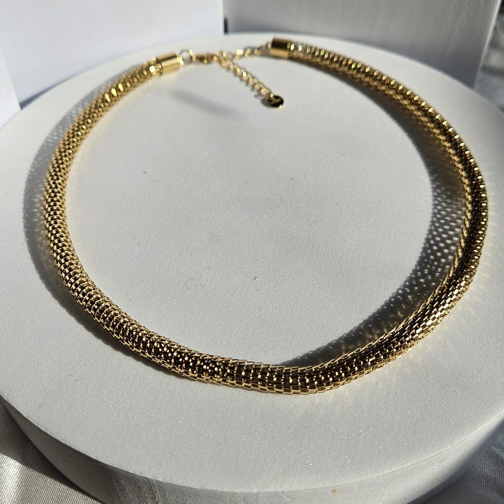 kolie-gunaikeio-atsalino-kosmima-online (12) Κολιέ με Αλυσίδα Κυκλική - Χρυσό - Image 1