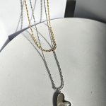 Κολιέ με Διπλό Αλυσιδάκι και Καρδιά - Δίχρωμο - Image 2