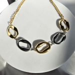 Κολιέ με Αλυσίδα και Ασύμμετρους Κύκλους - Δίχρωμο