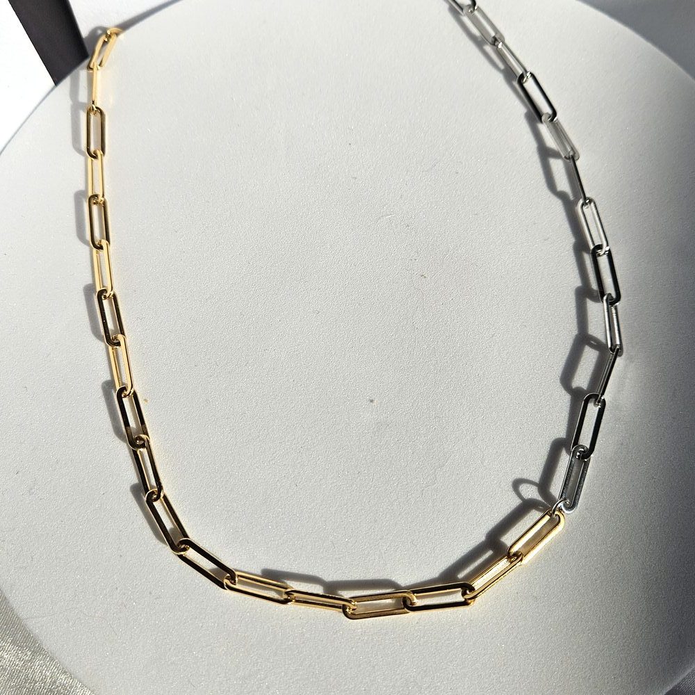 kolie-gunaikeio-atsalino-kosmima-online (29) Κολιέ Αλυσίδα Δίχρωμη - Image 1