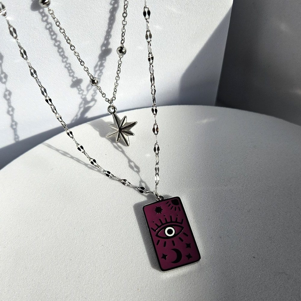 kolie-gunaikeio-atsalino-kosmima-online (7) Κολιέ Διπλό Αλυσιδάκι Μοοn - Ασημί - Image 1