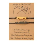 Βραχιόλι με Δυνατότητα Χάραξης Διπλό με Καρδιές - Χρυσό και Μαύρο