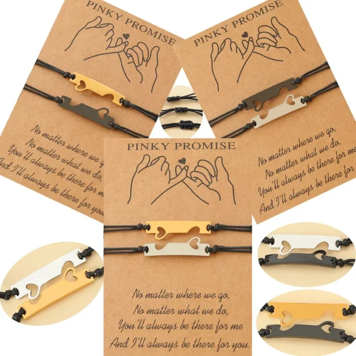 Βραχιόλι με Δυνατότητα Χάραξης Διπλό με Καρδιές - Ασημί και Χρυσό - Image 3