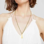 Κολιέ Unisex Με Δυνατότητα Χάραξης Πλακέτα - Χρυσό