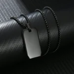 Κολιέ με Δυνατότητα Χάραξης Πλακέτα με Στρογγυλεμένες Γωνίες - Μαύρο