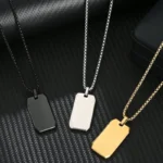 Κολιέ με Δυνατότητα Χάραξης Πλακέτα με Στρογγυλεμένες Γωνίες - Μαύρο - Image 3