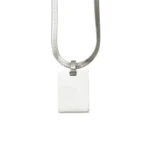 Κολιέ Με Δυνατότητα Χάραξης Τετράγωνη Πλακέτα και Αλυσίδα Snake -Ασημί