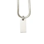 Κολιέ Με Δυνατότητα Χάραξης Πλακέτα και Αλυσίδα Snake - Ασημί