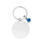 Μπρελόκ με Δυνατότητα Χάραξης Κύκλος με Μπλε Διαμαντάκι - Ασημί