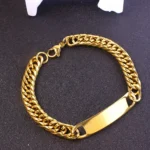 Βραχιόλι Unisex Για Χάραξη Αλυσίδα Πλακέτα - Χρυσό