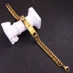 Βραχιόλι Unisex Για Χάραξη Αλυσίδα Πλακέτα - Χρυσό - Image 2