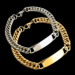 Βραχιόλι Unisex Για Χάραξη Αλυσίδα Πλακέτα - Χρυσό - Image 3