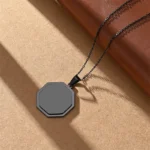 Κολιέ Με Δυνατότητα Χάραξης Πολύγωνο - Μαύρο