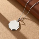 Κολιέ Με Δυνατότητα Χάραξης Πολύγωνο - Ασημί