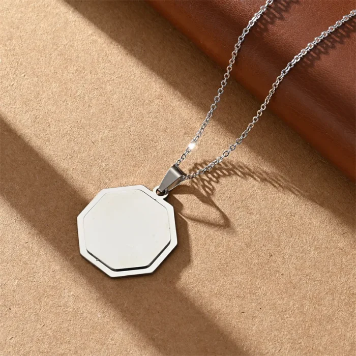 Κολιέ Με Δυνατότητα Χάραξης Πολύγωνο - Ασημί - Image 2