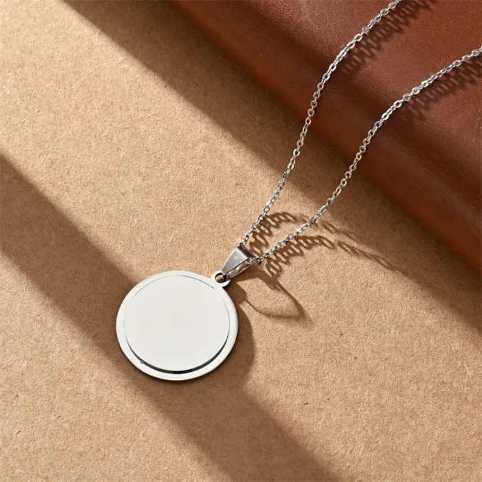 Κολιέ Με Δυνατότητα Χάραξης Circle - Ασημί - Image 2