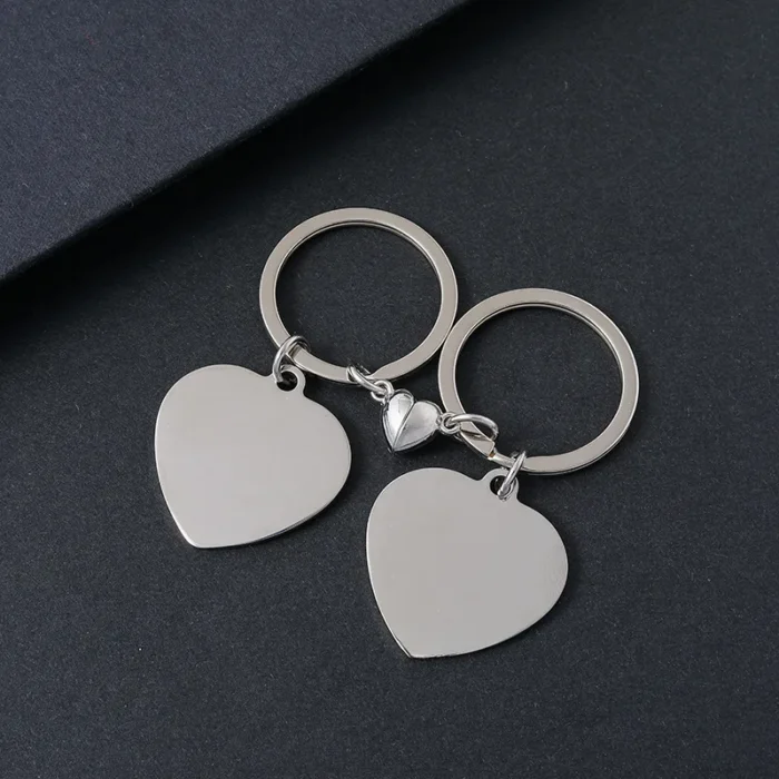 Μπρελόκ με Δυνατότητα Χάραξης και Μαγνήτη Match Καρδιά - Ασημί - Image 2