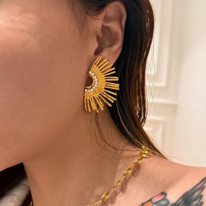 Σκουλαρίκια Kουμπωτά Sunrise - Χρυσό - Image 3