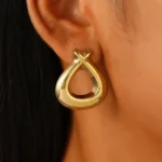 Σκουλαρίκια Kουμπωτά Drop X - Χρυσό