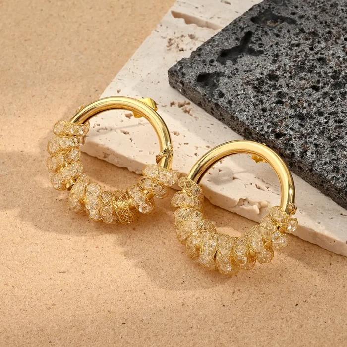 Σκουλαρίκια Kουμπωτά Shaped Circle - Χρυσό - Image 2