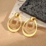 Σκουλαρίκια Kουμπωτά Double Drops - Χρυσό