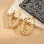 Σκουλαρίκια Kουμπωτά Οβαλ - Χρυσό