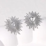 Σκουλαρίκια Κουμπωτά Sunrise Hearts - Ασημί